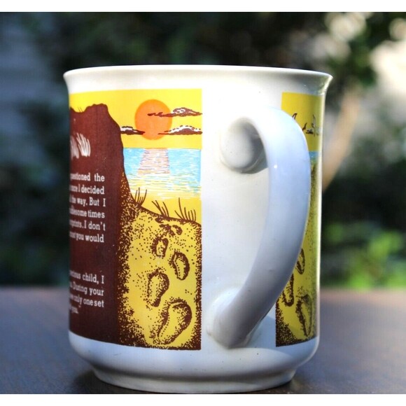 1986 Footprints in the Sand Mug Cup Vintage Collectible Religious - Picture 4 of 8